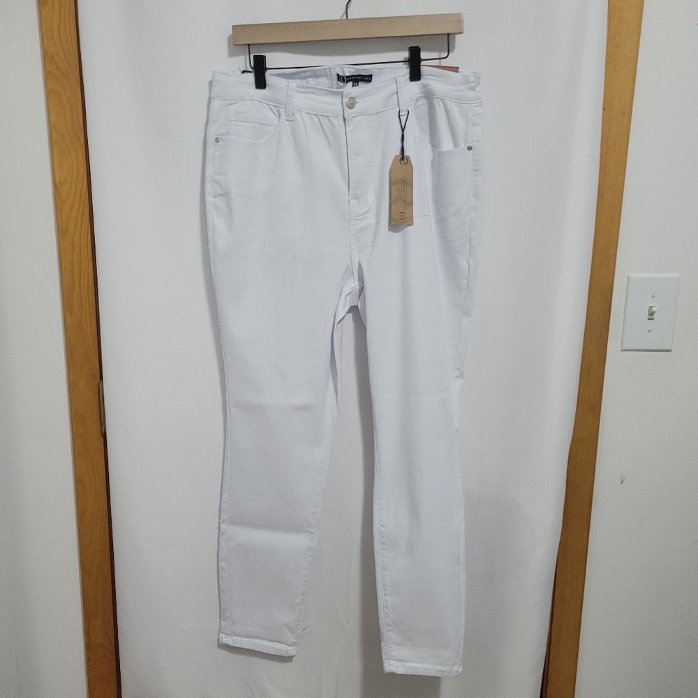 Our Republic For All White Denim High Rise Skinny Ankle Jeans, Size 2X, New